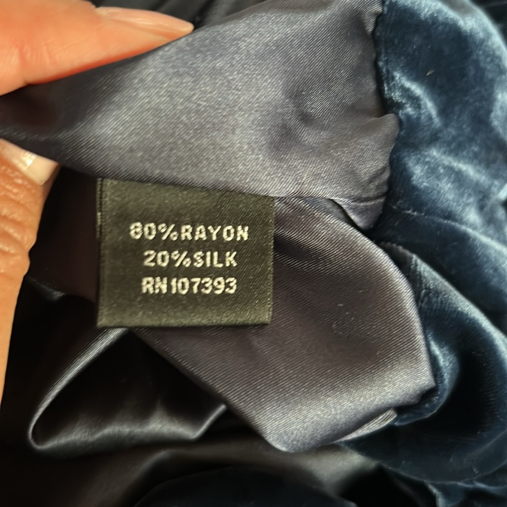 Velvet Ruffle Blazer in Deep Blue NWT - Picture 4 of 4